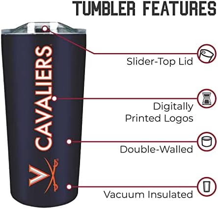 Campus Colors NCAA Stainless Steel Tumbler perfect for Gameday - 18 oz - Double Walled - Keeps Drinks Perfectly Insulated (Virginia Cavaliers - Navy)
