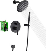 Black Shower Fixtures, Matte Black Shower Faucet Set, Black Shower System with Rain Shower and Handheld,sumerain