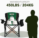 Overmont Oversized Folding Camping Chair - 450lbs Support with Padded Cushion Cooler Pockets - Heavy Duty Collapsible Chairs for Sports Garden Beach Fishing