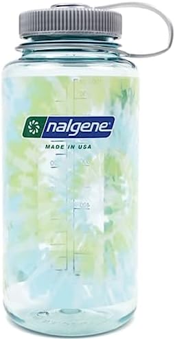 Nalgene Sustain Tritan BPA-Free Water Bottle Made with Material Derived from 50% Plastic Waste, 32 OZ, Wide Mouth, Tie-Dye Seafoam
