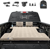 JOYTUTUS Truck Bed Air Mattress for 6.4-6.7Ft Full Size Regular Truck Beds Inflatable Air Mattress for Outdoor Camping,Pickup Tent Accessories with Pump,Cup Holder&2 Pillow(Smooth Edge)