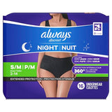 Always Discreet Adult Incontinence Overnight Underwear for Women, Small/Medium, Up to 100% Bladder Leak Protection, 48 Count (3 Packs of 16)