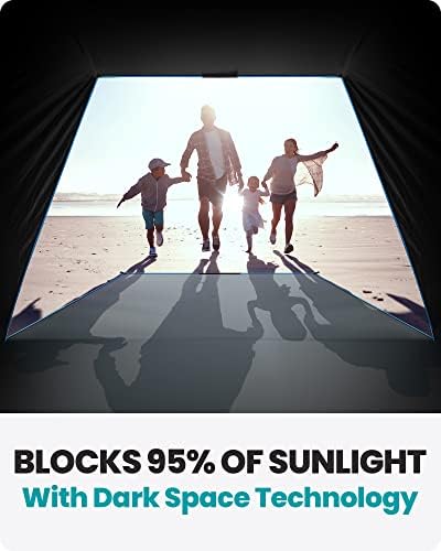 OutdoorMaster Beach Tent with Blackout Shelter Technology, Portable Beach Shade Sun Shelter Canopy for 4-6 Person with UPF 50+ UV Protection, Easy Setup Pop Up Tent Family Size