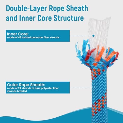 Arborist Rope Climbing Rope Arborist Rigging Rope 48 Strands Tree Rope 1/2 Inch Rope for Climbing Tree Swing Pulling Sailing