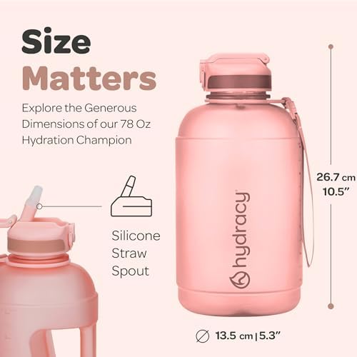 Hydracy Water Bottle with Time Marker -Large BPA Free Water Bottle & No Sweat Sleeve -Leak Proof Gym Bottle with Fruit Infuser Strainer & Times to Drink -Ideal for Fitness Sports & Outdoors