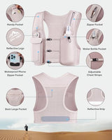 Running Vest for Women Men, USA Original Patent, Adjustable Chest Straps Running Hydration Vest with 500ml Soft Flask, Lightweight Breathable Reflective Running Vest for Marathon