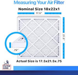 Filter King 18x22x1 Air Filter | 4-PACK | MERV 8 HVAC Pleated A/C Furnace Filters | MADE IN USA | Actual Size: 17.5 x 21.5 x .75"