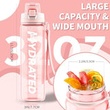 Water Bottle, 32 oz Motivational Water Bottles with Time Marker-Tritan & BPA Free, Sports Water Bottle with Time to Drink & Strap, Wide Mouth, Leakproof -Gift for Christmas Gym Fitness & Outdoor