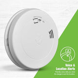 First Alert SMCO210V, 10-Year Sealed Battery Combination Smoke & Carbon Monoxide Alarm with Voice & Location Alerts, 1-Pack