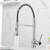 OWOFAN Spring Kitchen Sink Faucet Commercial Single Handle Single Lever Kitchen Faucet with Pull Down Sprayer, Polished Chrome Kitchen Faucets