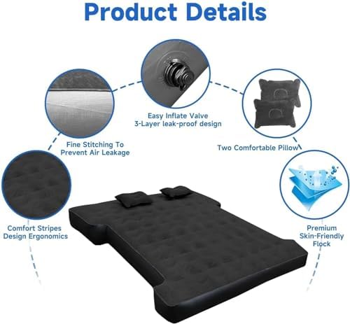 Umbrauto Air Mattress for 5.5-5.8 ft Full-Size Short Truck Beds, Inflatable Truck Tent Airbed with Pump, Pickup Camper Air Bed for Camping