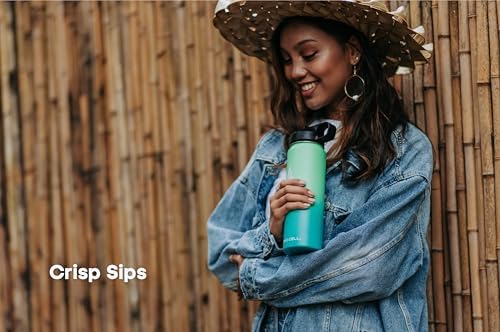 HYDRO CELL Stainless Steel Insulated Water Bottle with Straw - For Cold & Hot Drinks - Metal Vacuum Flask with Screw Cap and Modern Leakproof Sport Thermos for Adults (Mint/Green 18oz)