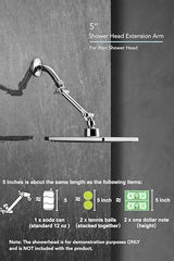 5 Inch Adjustable Shower Head Extension Arm With Locking Set Screw, Singing Rain Brass Chrome Angle Height Adjustable, Easy To Install, G1/2 Universal Connector Compatible (Chrome Finish)