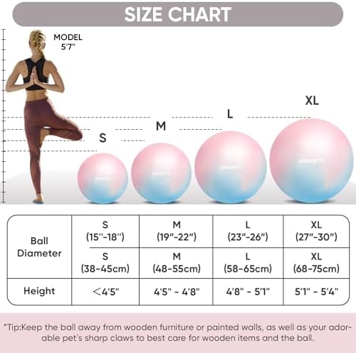 APEXUP Yoga & Pilates Ball - Anti Slip Heavy Duty Gym Ball for Fitness, Balance & Core Workout