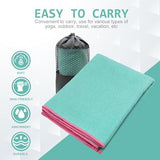 Eunzel Hot Yoga Towel - Microfiber Non Slip Yoga Mat Towel with Grip Dot Sweat Absorbent Towel for Hot Yoga, Pilates and Fitness 72" x 24", Teal/Pink