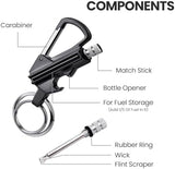 YUSUD 2 Pack Keychain Bottle Opener for Men, Permanent Match with Dual Side Flint Fire Starter, Waterproof Reusable Matchstick, Forever Match for Outdoor Survival, Everlasting Strike Anywhere Matches