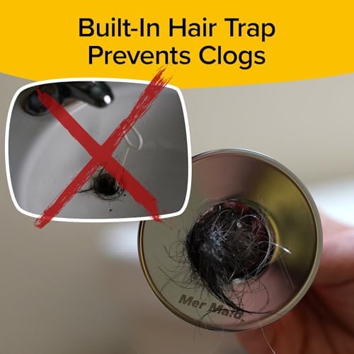 Drain Magic AS-SEEN-ON-TV Replace Broken or Missing Bathroom Drain Stoppers in Seconds, No Tools, Push To Fill, Hair Catcher Prevents Clogs, Watertight Silicone Seal,Chrome Plated Solid Brass