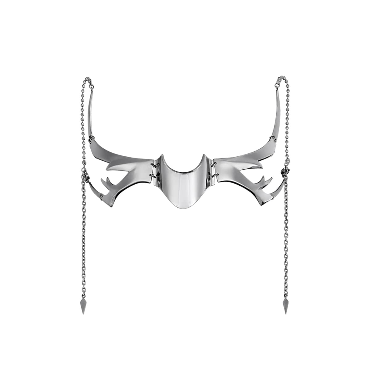 L'VOW Silver Metal Half Mask Face Chain Jewelry Cyborg Accessories, S1