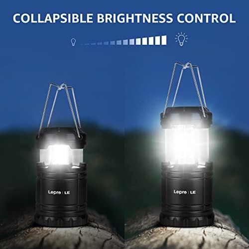 Lepro LED Camping Lanterns Battery Powered, Collapsible, IPX4 Water Resistant, Outdoor Portable Lights for Emergency, Hurricane, Storms and Outages