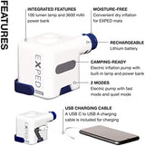 Exped Widget | High-Power Sleeping Mat Pump | Rechargeable Battery Bank | Lumen Lantern, White/Navy
