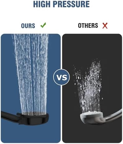 Filtered Shower Head with Handheld Matte Black, BOWGER 6 Modes High Pressure Shower Heads with Power Wash Mode and Hard Water Filter, Detachable Hand Held Showerhead Set with Extra Long Hose