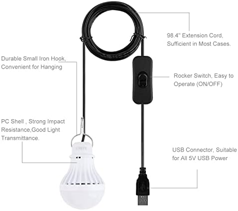 Onite 4-Pack USB LED Light Bulb | 2700K Warm White | Emergency Backup Lighting for Camping, RV, Garage, and Power Outage Preparedness