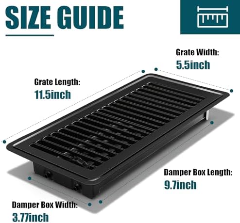 VOISEN Floor Register 4x10, 10 Pack Black Floor Register Vents,Heavy Duty Steel Walkable Floor Vents,Vent Covers for Home Floor