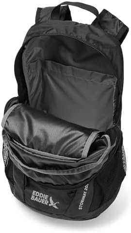 Eddie Bauer Stowaway Packable Backpack-Made from Ripstop Polyester, Onyx, 20L
