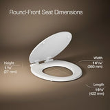 KOHLER Stonewood Quiet-Close Round Toilet Seat, Slow Close Design, Durable Wood, Easy Installation, Universal Fit, White Finish, K-20467-0