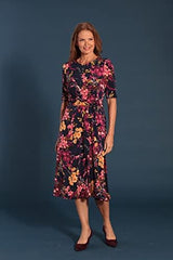 London Times Women's Side Waist Tie Fit and Flare Dress