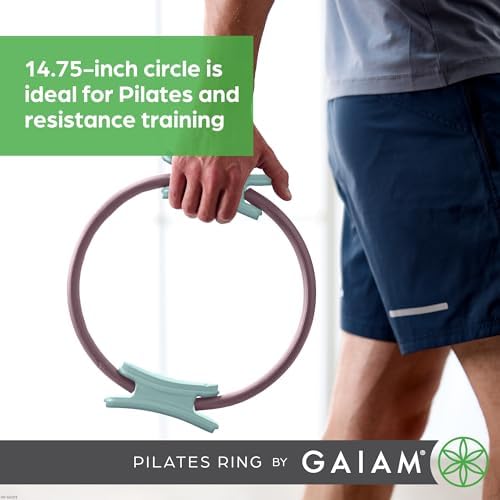 Gaiam Pilates Ring Fitness Circle - Lightweight & Durable Foam Padded Handles, Flexible Resistance Exercise Equipment for Toning Arms, Thighs/Legs & Core