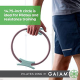 Gaiam Pilates Ring Fitness Circle - Lightweight & Durable Foam Padded Handles, Flexible Resistance Exercise Equipment for Toning Arms, Thighs/Legs & Core