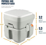 Alpcour Portable Toilet – Compact Indoor & Outdoor Commode w/Travel Bag for Camping, RV, Boat – Piston Pump Flush, 5.3 Gallon Waste Tank, Built-In Pour Spout & Washing Sprayer for Easy Cleaning