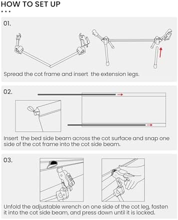 OneTigris SUPRANUBIS Camping Cot, Height Adjustable with Cot Leg Extenders, Strong Support 330lbs, Lightweight Comfortable Folding Bed for Camping, Hiking, Travel, Truck, Beach, Office Nap