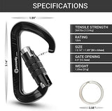 3inch Auto Locking Carabiner Clips Heavy Duty, 12KN /2697lbs Lightweight keychain carabiners, Sturdy Twist Lock Caribeeners for Camping Hiking Hammock Swing Backpack, dog leash and Harness etc