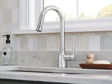 Moen Adler Chrome One-Handle High Arc Kitchen Sink Faucet with Power Clean, Modern Kitchen Faucet with Pull Down Sprayer, 87233