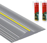 ToLanbbt 20Ft/6M Universal Garage Threshold Seal Strip with 300ml Black Adhesives, Garage Door Bottom Weatherproof Strip Rubber DIY Weather Stripping Replacement (Grey)