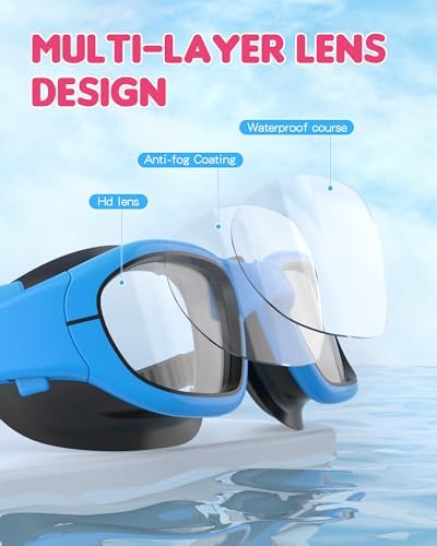 Kids Swim Goggles,Swimming Goggles for Kids 6-14, Anti-Fog UV Protection Pool Glasses for Boys Girls