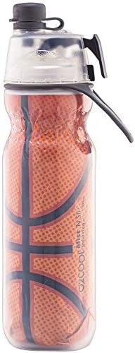 O2COOL Mist 'N Sip Misting Water Bottle 2-in-1 Mist And Sip Function With No Leak Pull Top Spout Reusable Sports Water Bottle - 20 oz (2 Pack Basketball)