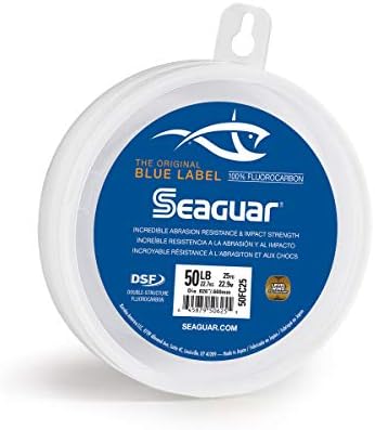 Seaguar Blue Label Fishing Leader Line for Saltwater, 100% Fluorocarbon, Clear, Multiple Sizes