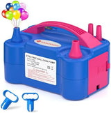 IDAODAN Electric Balloon Pump, Portable Electric Balloon Blower Machine Balloon Air Pump Dual Nozzle Rose Red 110V 600W Balloon Inflator for Party Decorations