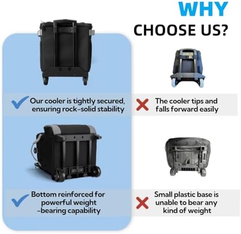 Rolling Cooler with Wheels, Heavy Duty Leakproof Soft-Sided Ice Chest, 12Hrs Ice Retention & Enhanced Stability Wheeled Coolbag, Insulated Travel Cooler for Camping,Grocery,Beach,Outdoor