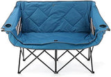 ARROWHEAD OUTDOOR Portable Folding Double Duo Camping Chair Loveseat w/ 2 Cup & Wine Glass Holder, Heavy-Duty Carrying Bag, Padded Seats & Armrests, Supports up to 650lbs, USA-Based Support