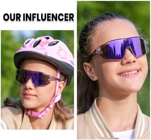 DUCO Kids Sunglasses Youth Baseball Sun Glasses Lightweight TR90 Frame UV400 Sports Cycling Shades for Boys Girls DK268
