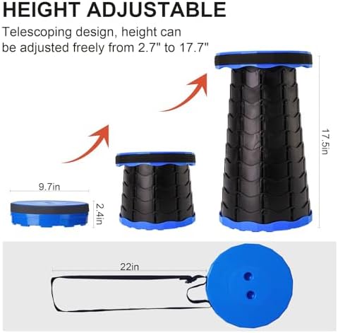 Upgraded Foldable Stool Thickened, Portable Collapsible Stool, Camping Chairs for Hiking Tours, BBQ, Parties, Outdoor Activities (Blue)