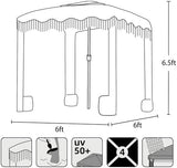 AMMSUN Beach Cabana with Fringe, 6'×6' Boho Beach Canopy with Tassels, Easy Set up & Premium Wood Pole, Cabana Tent with Sand Pockets, Instant Sun Shade for Sand, Garden, Patio, Elegant White
