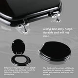 Black Round Toilet Seat Natural Wood Toilet Seat with Zinc Alloy Hinges, Easy to Install also Easy to Clean, Scratch Resistant Toilet Seat by Angol Shiold (Round, Black)