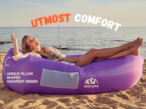 WEKAPO Inflatable Lounger Air Sofa Hammock-Portable,Water Proof& Anti-Air Leaking Design-Ideal Couch for Backyard Beach Traveling Camping Picnics & Music Festivals