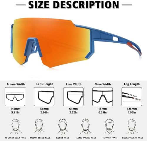 STORYCOAST Polarized Sports Sunglasses for Men Women,Driving Fishing Cycling Mountain Bike Sunglasses UV400 Protection