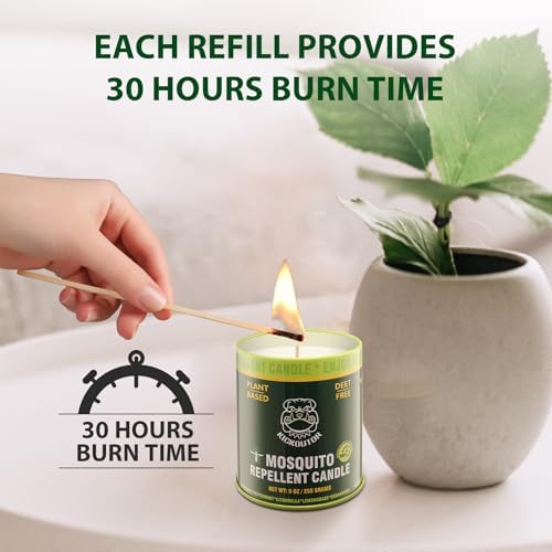 Mosquito Repellent Candles (2-Pack) - 9oz Citronella Candles Outdoor, DEET-Free Bug Control with 5 Essential Oils, 30-Hour Burn for Patio Backyard Camping Room